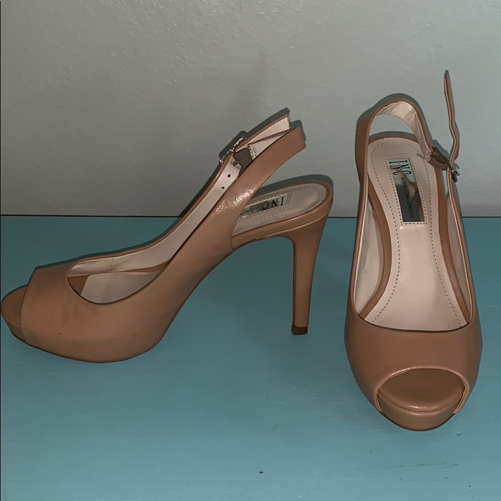 INC heels with straps. Nude. Size 5
